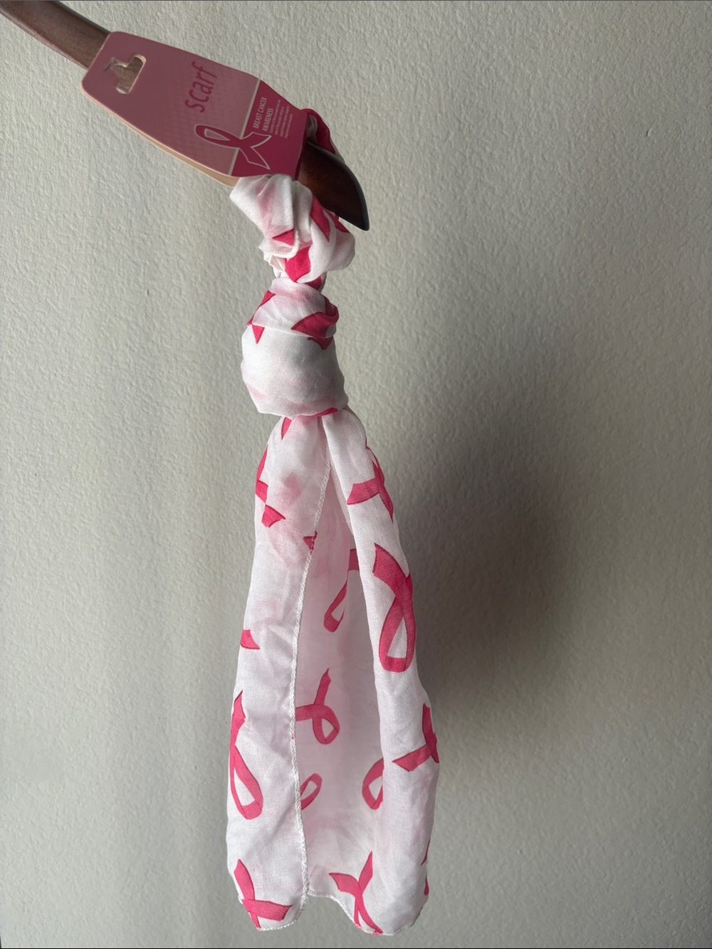 Cancer Pink Ribbon Print Scarf - Picture 4 of 4